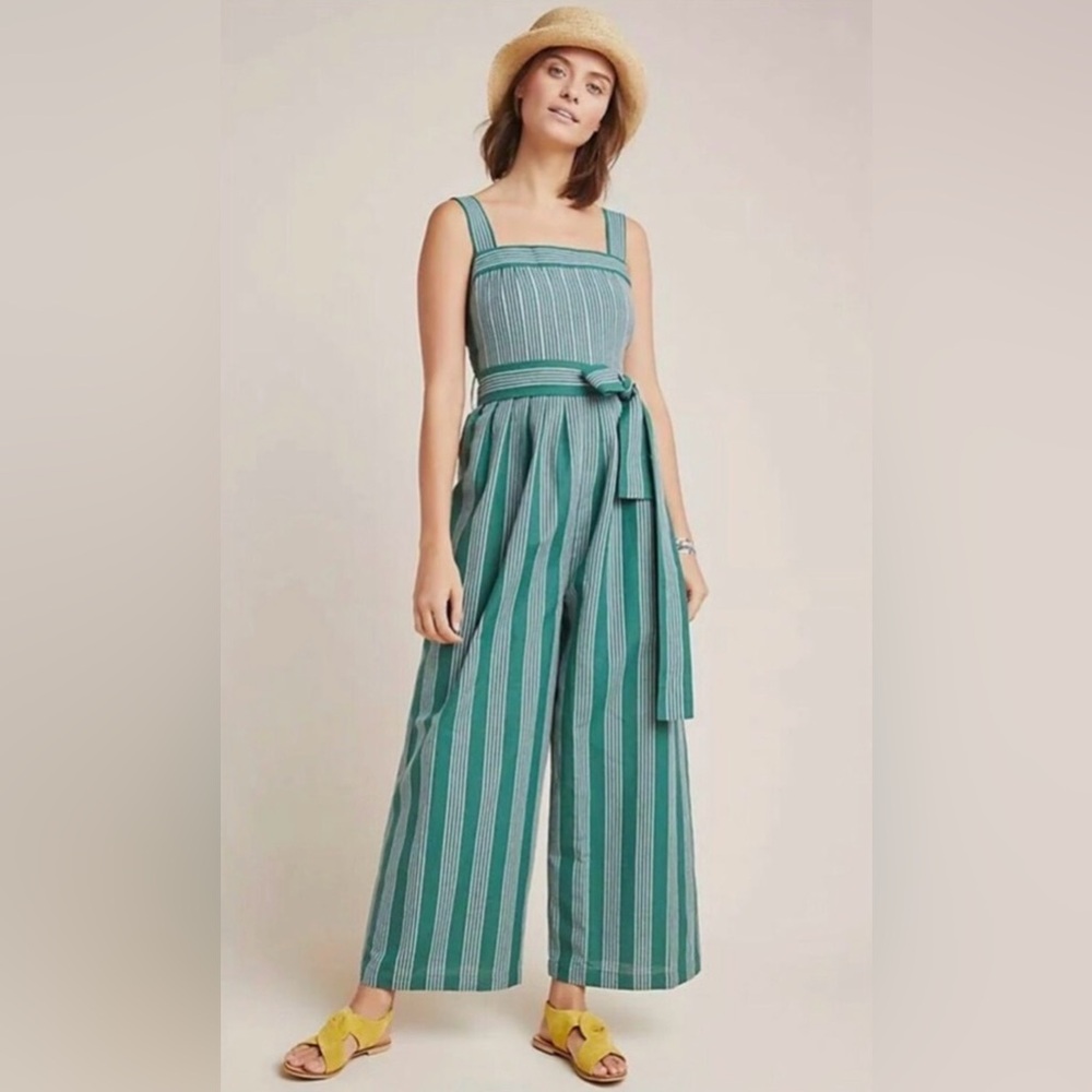 Anthropologie Payal Pratap Striped Green Jumpsuit